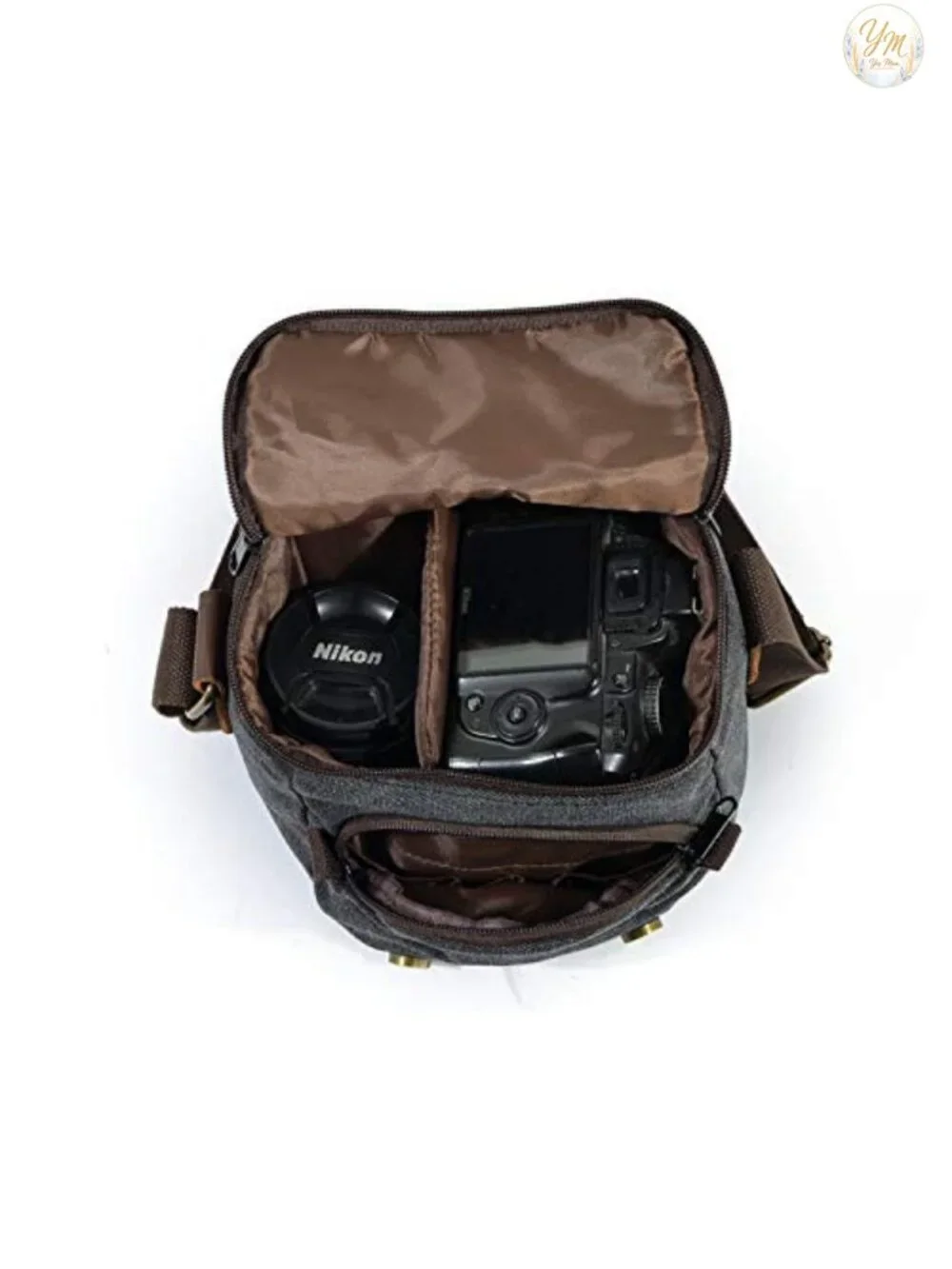 Canvas Leather Camera Bag DSLR SLR Shoulder Messenger Sling
